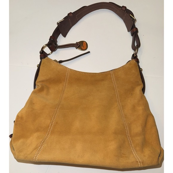 DOONEY & BOURKE Vintage Hobo Shoulder Bag Caramel Suede Brown Leather Old Money - Picture 4 of 15